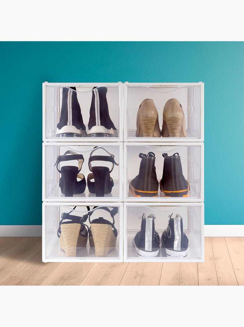 Max home pacote com 6 caixas de sapatos transparentes, empilháveis e anti-inclinação ap. Frente t.46 Branco - Kiabi