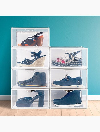 Max home pacote com 6 caixas de sapatos transparentes, empilháveis e anti-inclinação ap. Lado t.46