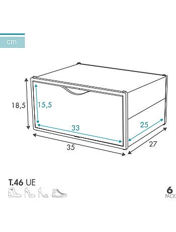 Max home pacote com 6 caixas de sapatos transparentes, empilháveis e anti-inclinação ap. Lado t.46