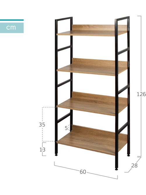 Max home prateleira de madeira 4 prateleiras 60x28x126 cm - Kiabi
