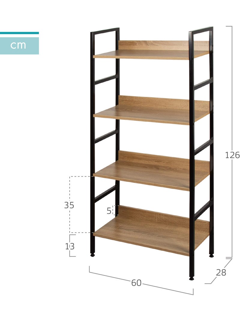 Max home prateleira de madeira 4 prateleiras 60x28x126 cm Madeira natural - Kiabi