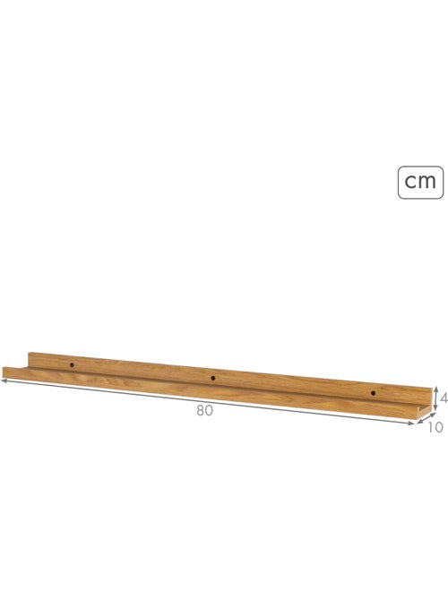 Max home prateleira de parede em madeira com rebordo 80x10x4 cm - Kiabi