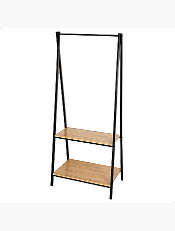 Max home roupa burro madeira e aço 2 prateleiras 64x40x150 cm