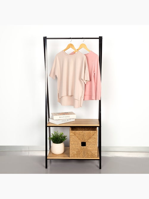 Max home roupa burro madeira e aço 2 prateleiras 64x40x150 cm - Kiabi