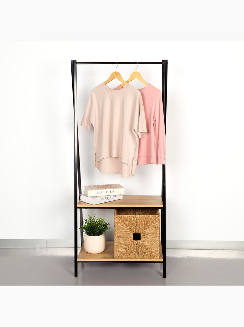 Max home roupa burro madeira e aço 2 prateleiras 64x40x150 cm Madeira natural - Kiabi