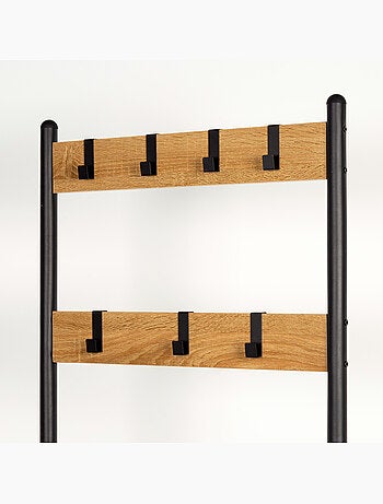 Max home sapateira de entrada em madeira e aço 3 prateleiras metálicas 60x40x175 cm