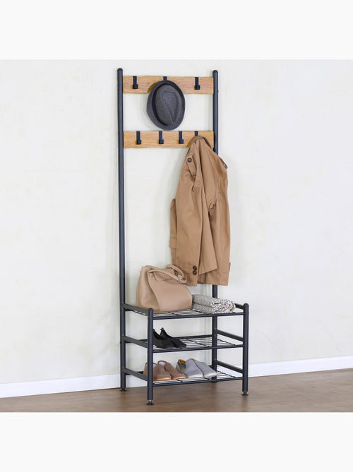 Max home sapateira de entrada em madeira e aço 3 prateleiras metálicas 60x40x175 cm - Kiabi