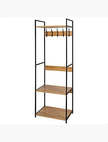 Max home sapateira de madeira e aço com 3 prateleiras 60x40x175 cm