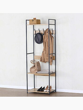 Max home sapateira de madeira e aço com 3 prateleiras 60x40x175 cm
