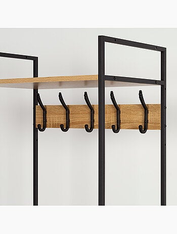 Max home sapateira de madeira e aço com 3 prateleiras 60x40x175 cm