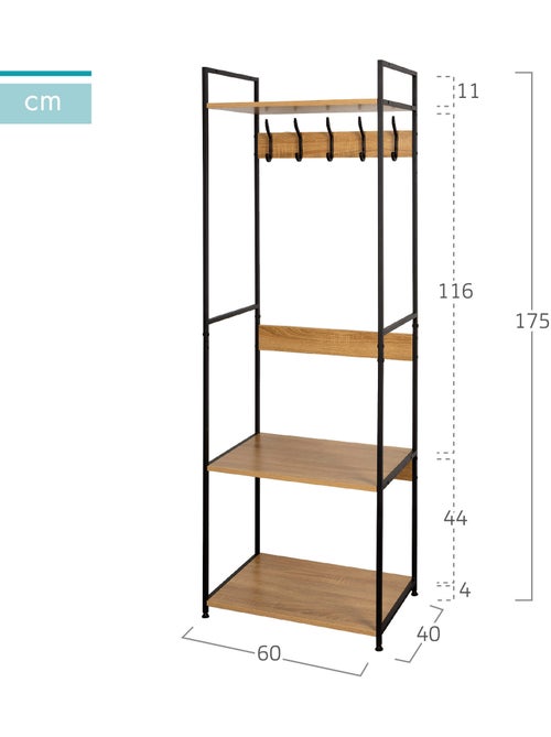 Max home sapateira de madeira e aço com 3 prateleiras 60x40x175 cm - Kiabi