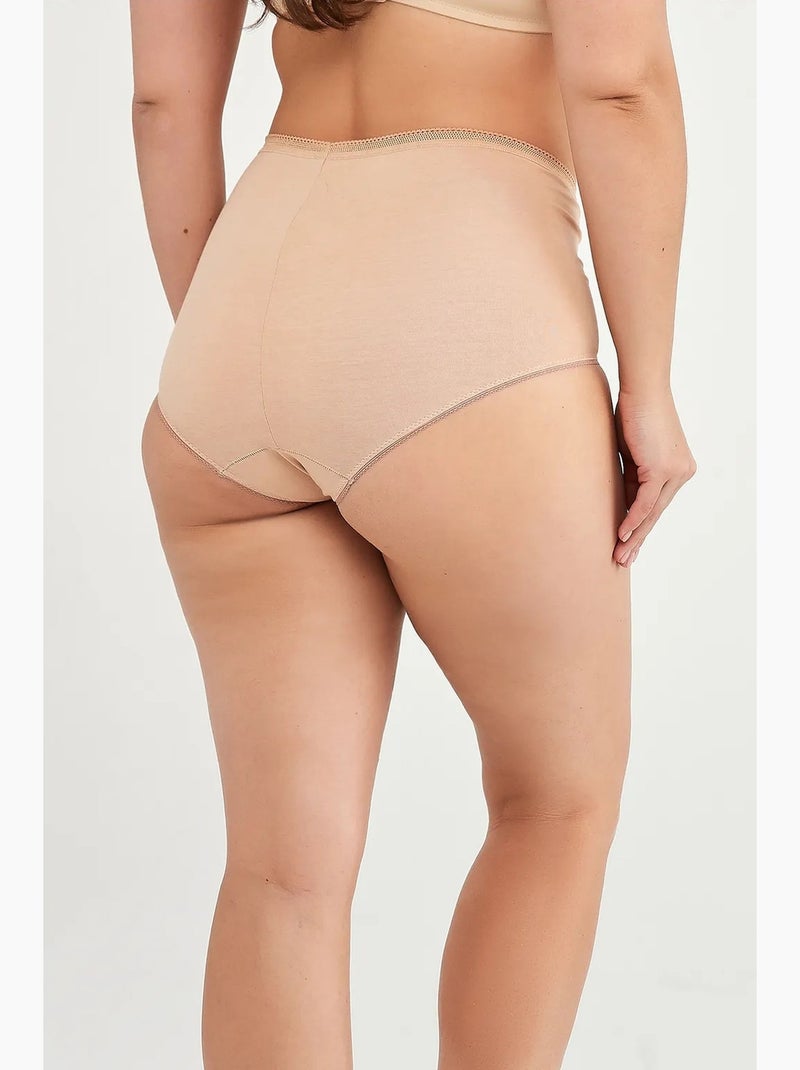 Maxi cueca slip de cintura subida 2 peças penti Bege-argila - Kiabi