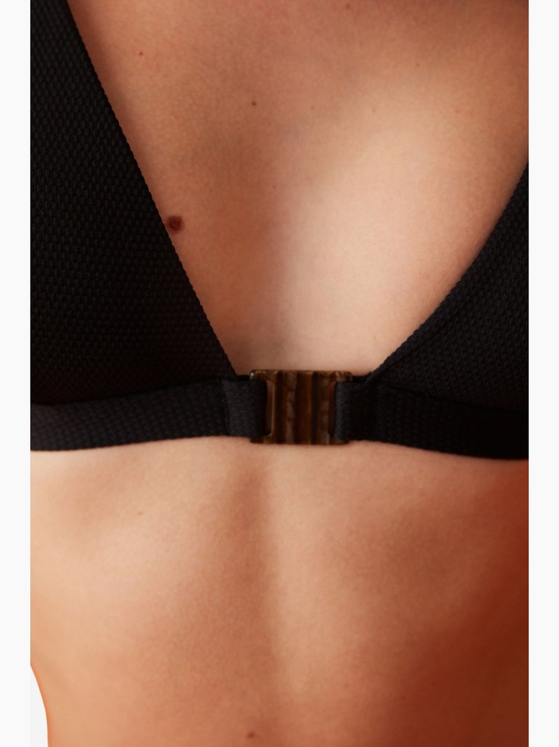 Maya top de biquíni com decote em v profundo e detalhe de acessório penti Preto - Kiabi