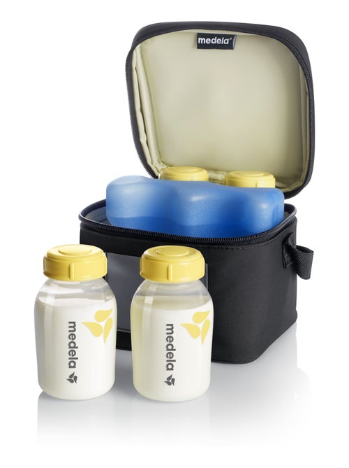 Medela - cooler bag - compartimento e bloco refrigerante + 4 biberões - saco isotérmico - Kiabi Medela - cooler bag - compartimento e bloco refrigerante + 4 biberões - saco isotérmico - Kiabi