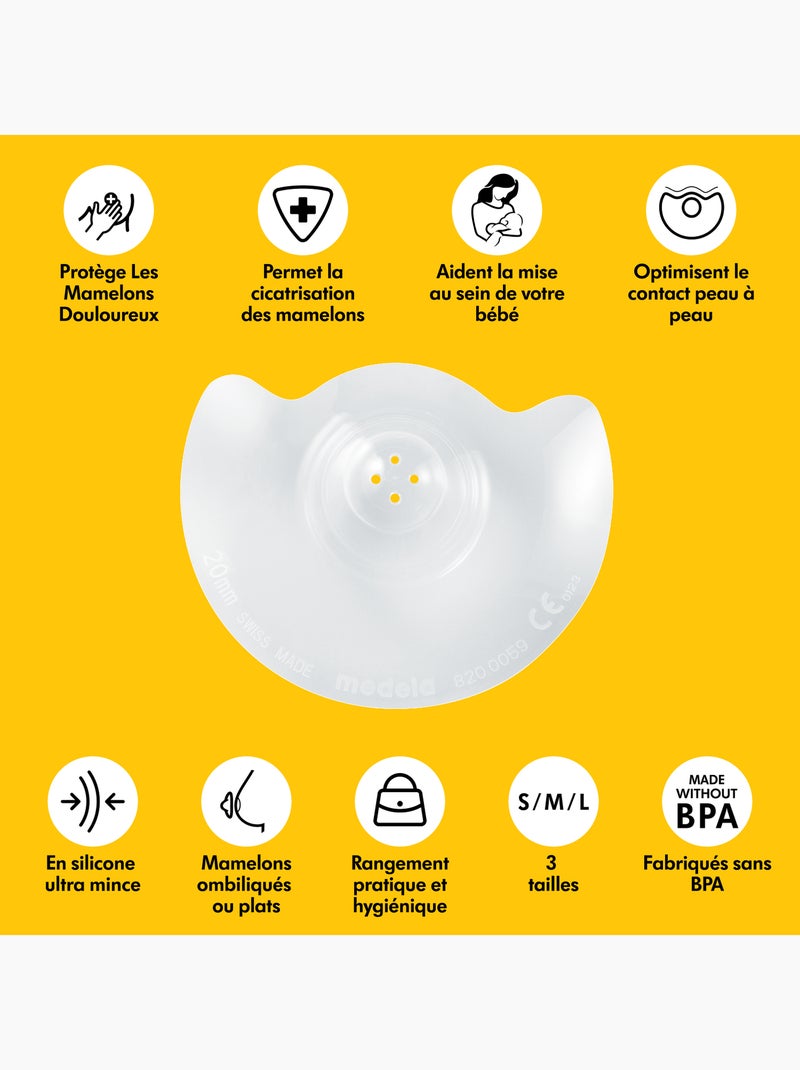 Medela - formas para o peito contact™ tamanho m - conforto na amamentação, silicone ultrafino e Transparente - Kiabi