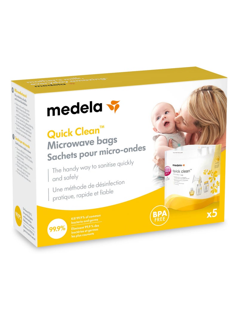 Medela - quick clean™ saquetas de esterilização no micro-ondas - conjunto de 5 - desinfeção e Transparente - Kiabi