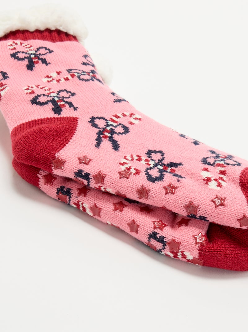 Meias  antiderrapantes de Natal Rosa - Kiabi