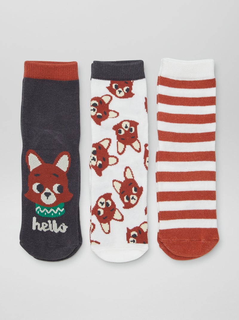 Meias antiderrapantes estampadas CASTANHO - Kiabi