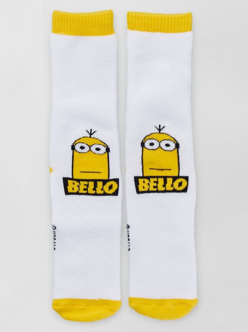 Meias antiderrapantes 'Mínimos' Branco/ Amarelo - Kiabi