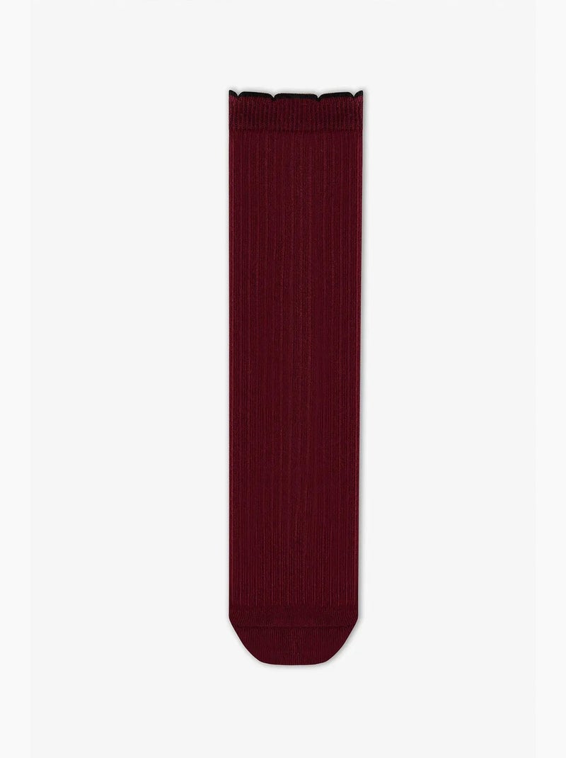 Meias até o joelho infantis preppy sweetie com padrão de laço penti Vermelho bordô - Kiabi