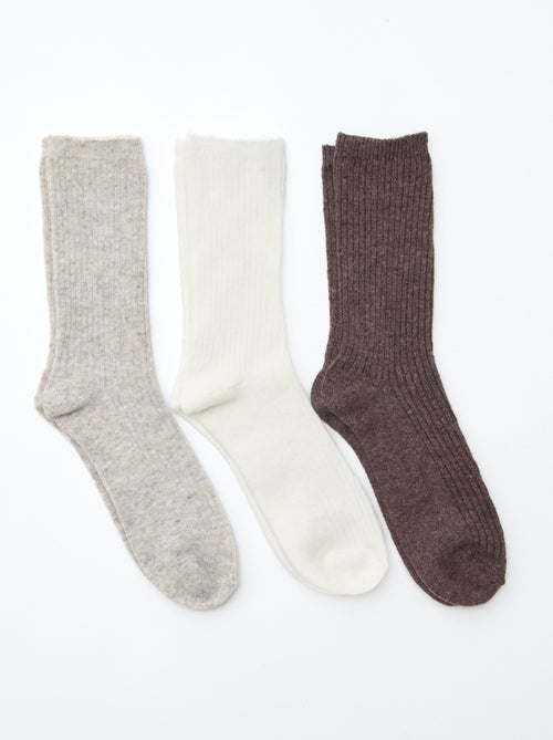 Meias caneladas de cano alto - Kiabi