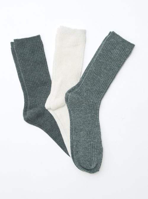 Meias caneladas de cano alto - Kiabi