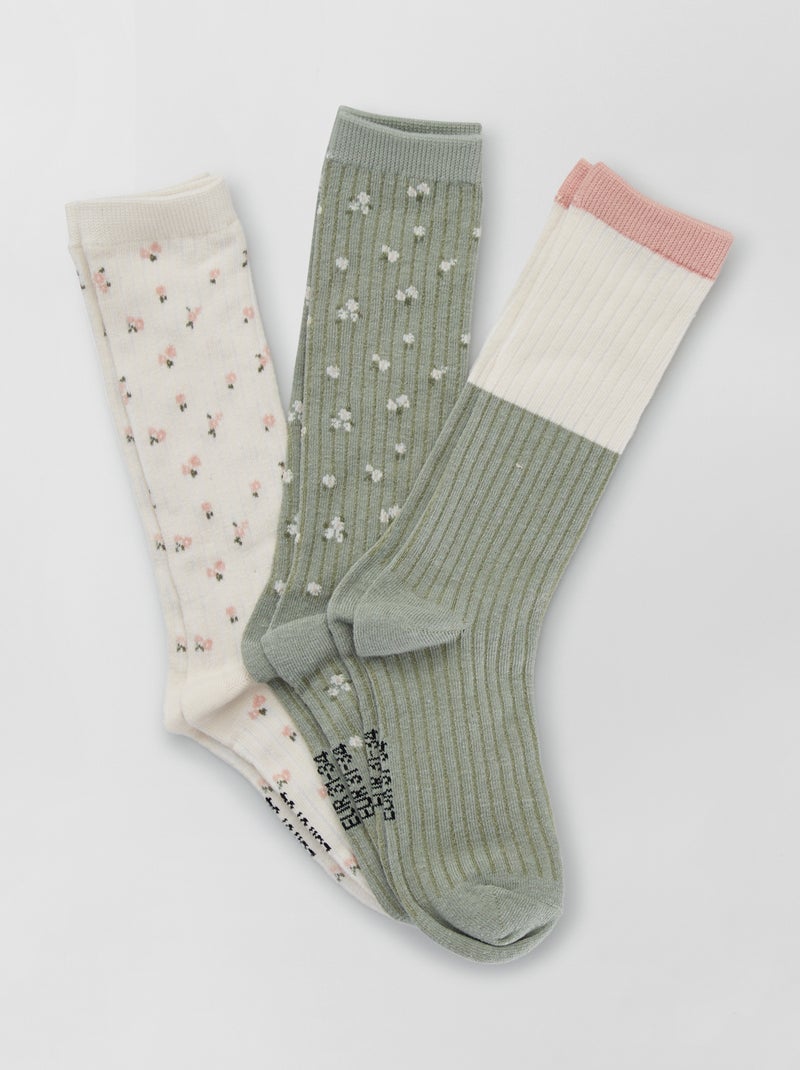 Meias com estampado fantasia - Lote de 3 ROSA - Kiabi
