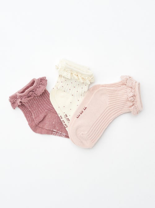 Meias com folhos - Lote de 3 - Kiabi