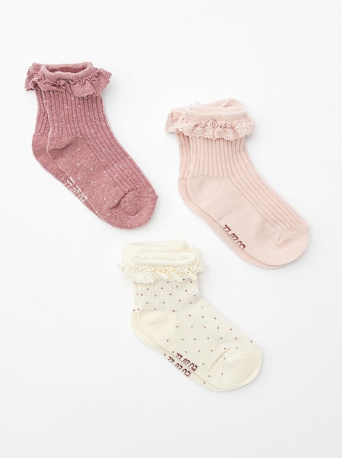 Meias com folhos - Lote de 3 - Kiabi