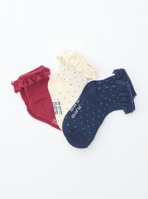 Meias com folhos - Lote de 3 - Kiabi