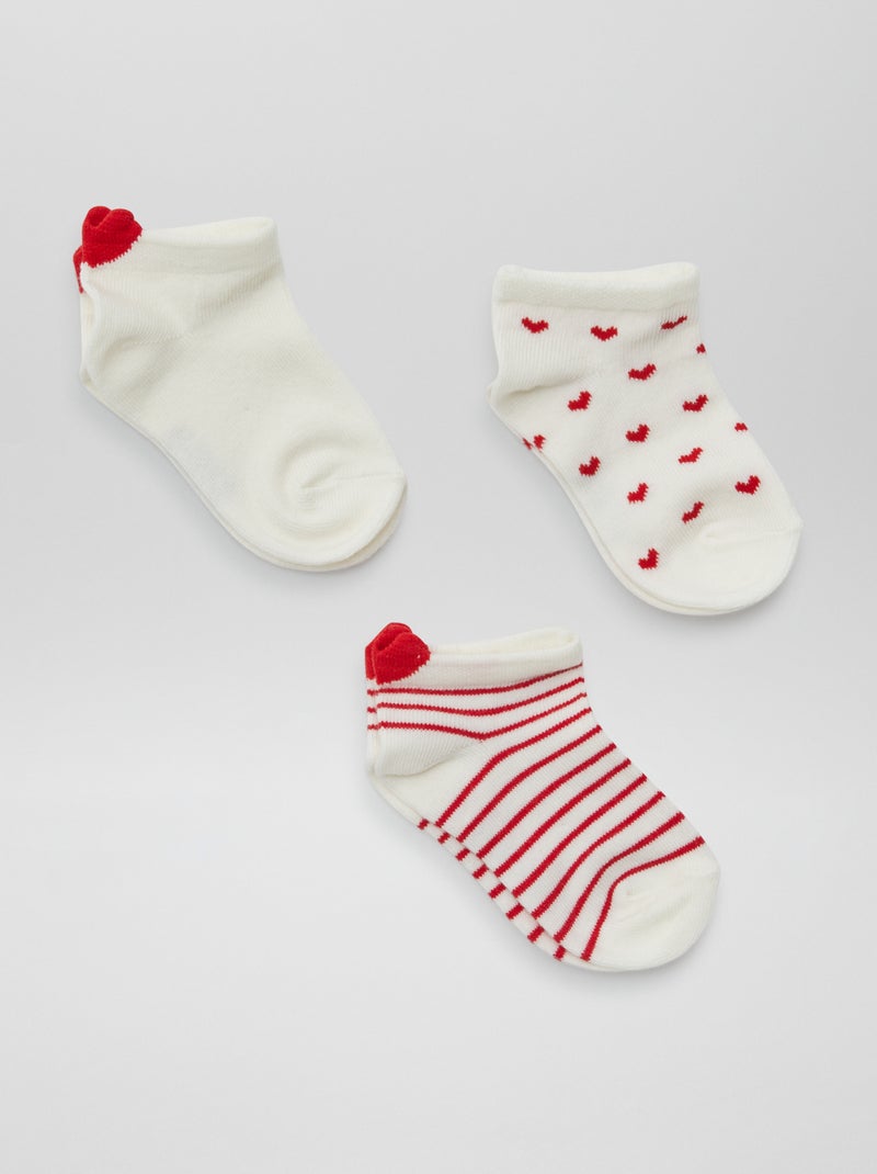 Meias 'corações' - lote de 3 BRANCO - Kiabi