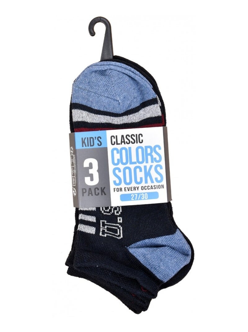 Meias Criança TWINDAY - Pack de 3 Azul Azul Cinza - Kiabi