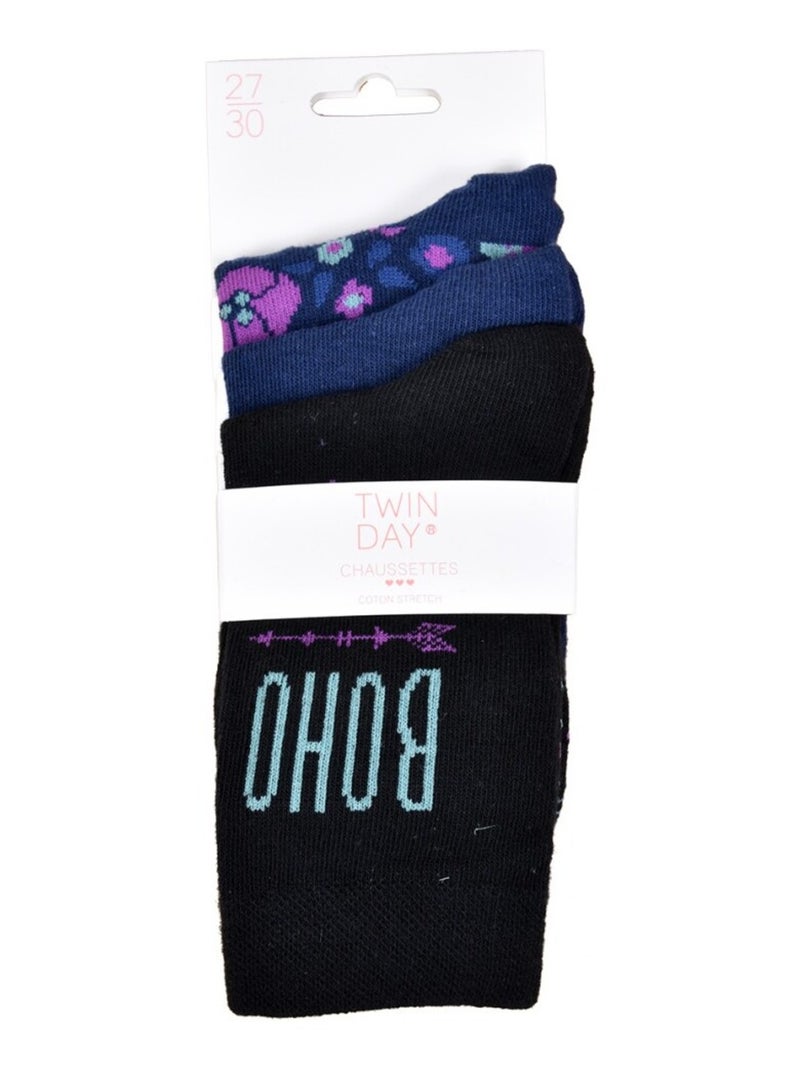 Meias Criança TWINDAY - Pack de 6 Azul-cobalto - Kiabi