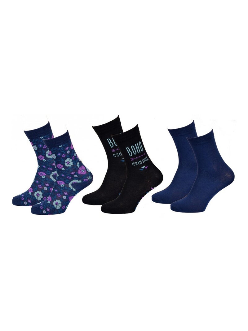 Meias Criança TWINDAY - Pack de 6 Azul-cobalto - Kiabi