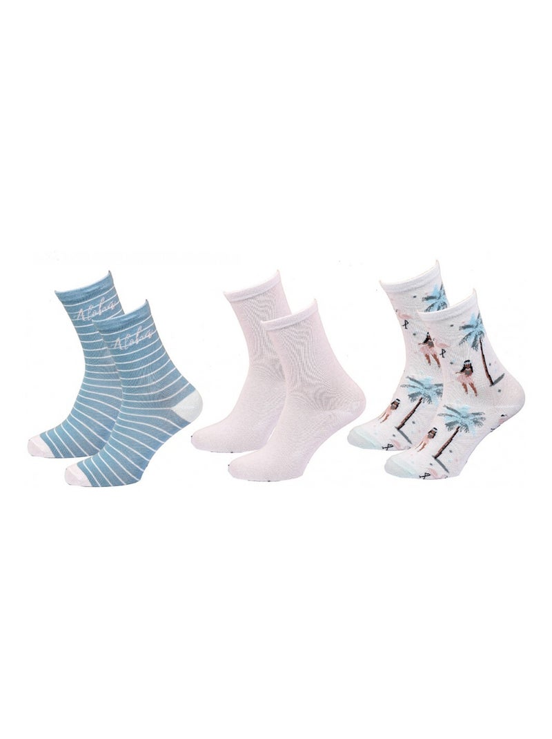 Meias Criança TWINDAY - Pack de 6 Azul Rosa claro Branco - Kiabi