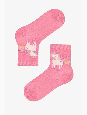 Meias curtas duplas de algodão unicorn carousel menina penti