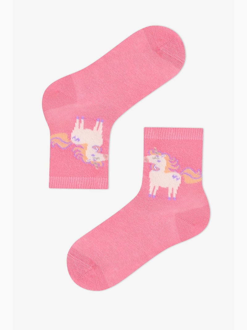 Meias curtas duplas de algodão unicorn carousel menina penti Roxo/Rosa - Kiabi