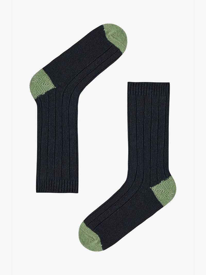 Meias curtas grossas duplas e brilhantes penti Branco / Preto / Verde - Kiabi