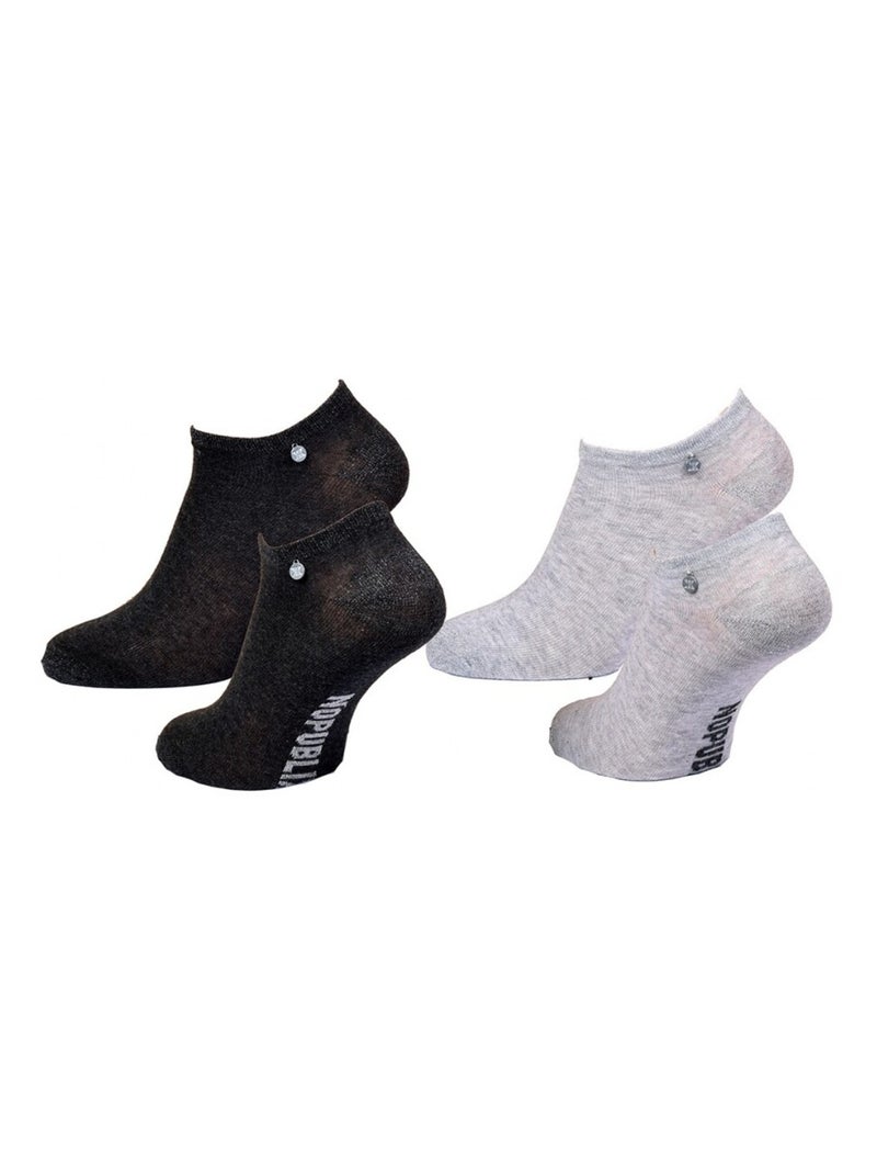 Meias Curtas Mulher NO PUBLIK - Pack de 4 Preto Cinza - Kiabi