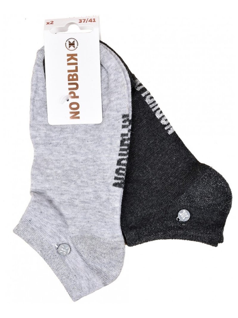 Meias Curtas Mulher NO PUBLIK - Pack de 8 Preto Cinza Branco - Kiabi