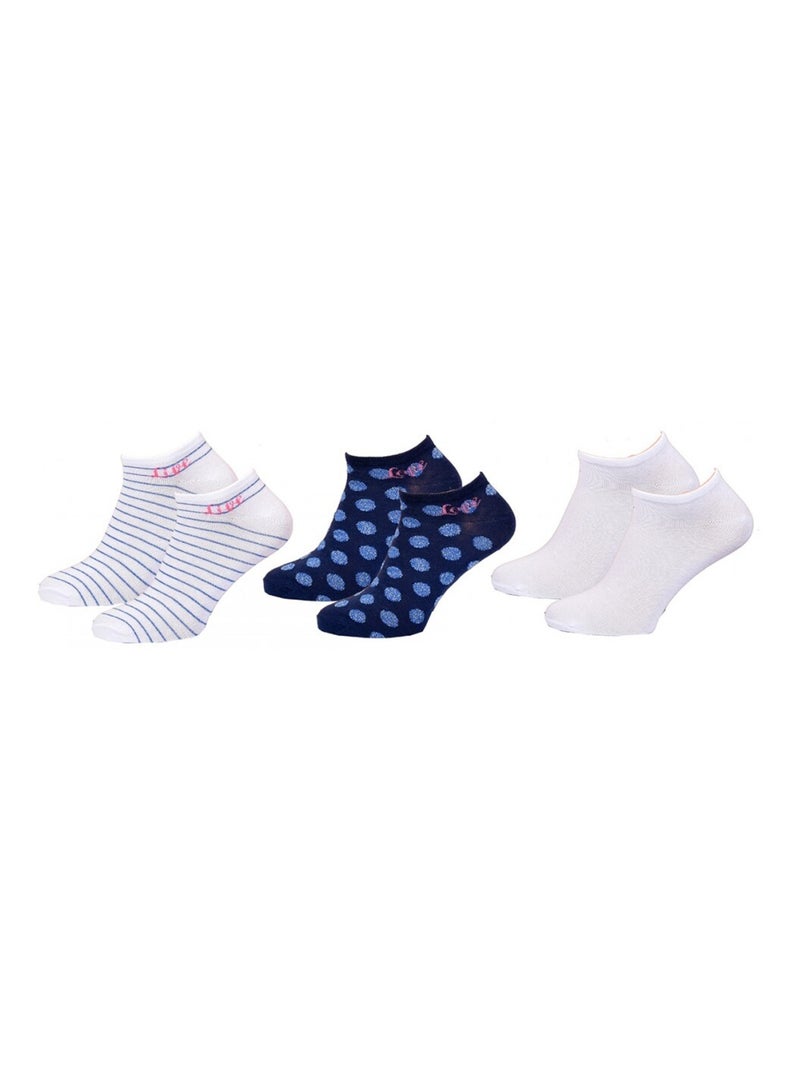 Meias Curtas Mulher TWINDAY - Pack de 6 Branco Rosa Azul - Kiabi
