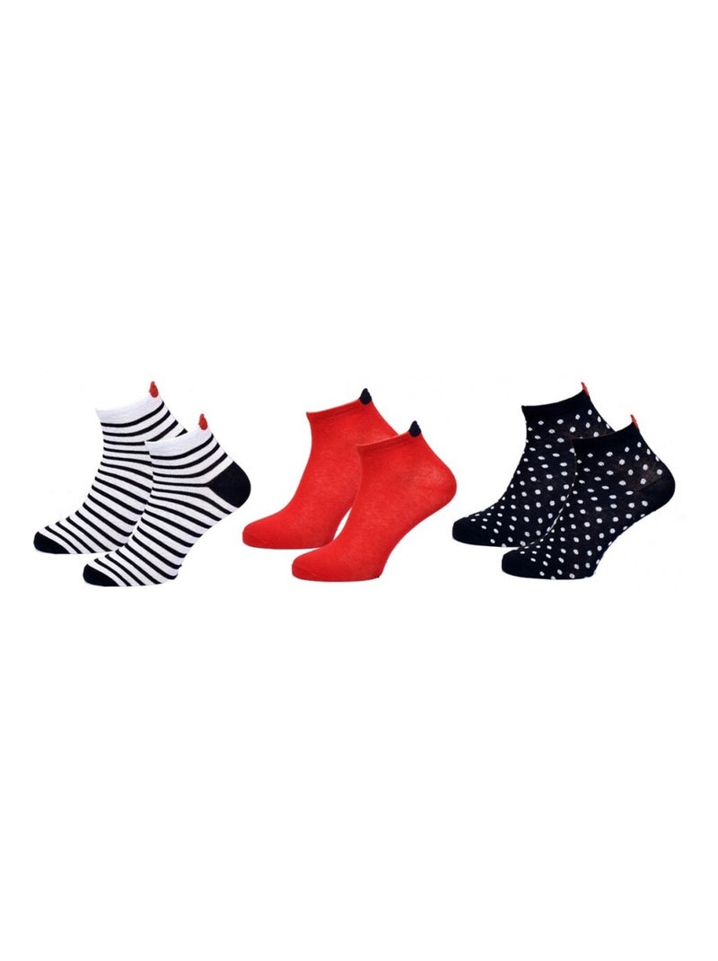 Meias Curtas Mulher TWINDAY - Pack de 6 Branco Vermelho Azul - Kiabi