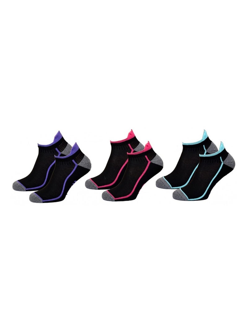 Meias Curtas Mulher TWINDAY - Pack de 6 Preto Multicolorido - Kiabi