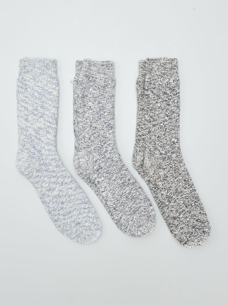 Meias de cano alto - lote de 3 AZUL - Kiabi