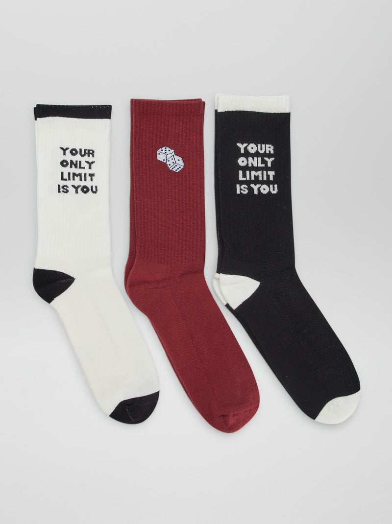 Meias de cano alto em malha  - Lote de 3 VERMELHO - Kiabi