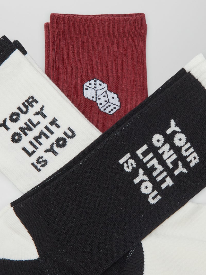 Meias de cano alto em malha  - Lote de 3 VERMELHO - Kiabi