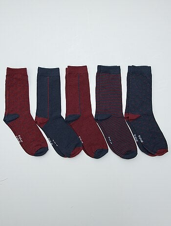 Meias de cano alto em malha - Lote de 5