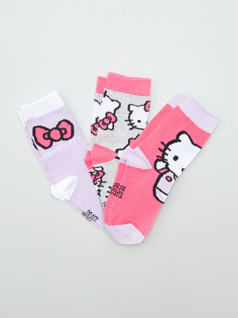 Meias de cano alto 'Hello Kitty' - lote de 3 VIOLETA - Kiabi