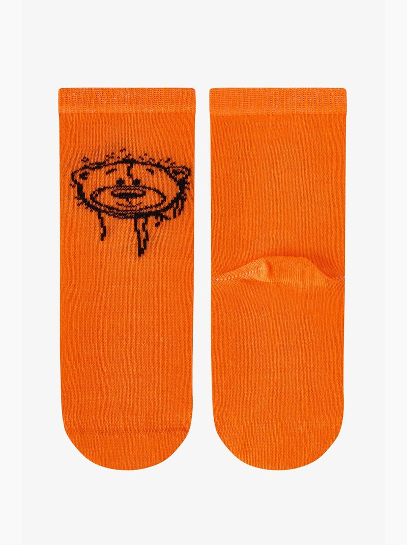 Meias de cano curto infantil rebel bears com padrão de urso, 2 pares penti Branco Laranja - Kiabi