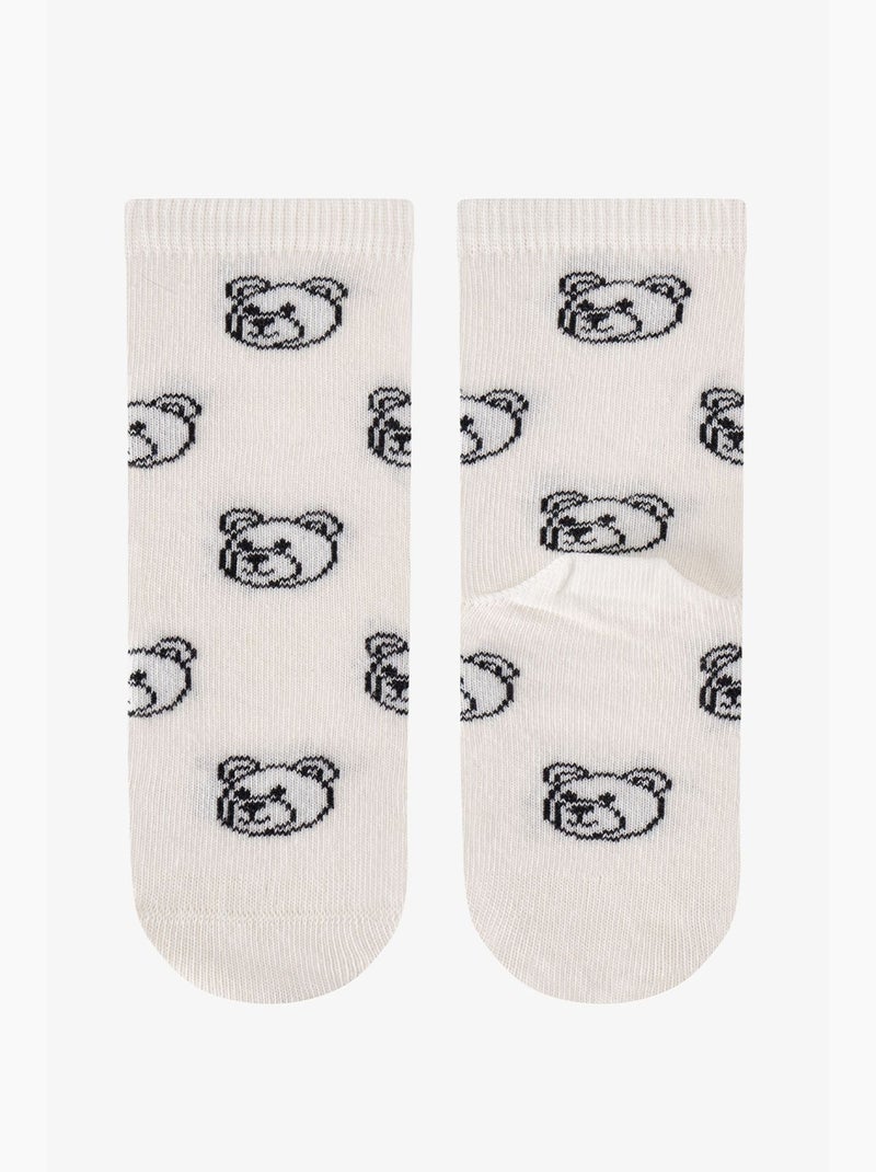 Meias de cano curto infantil rebel bears com padrão de urso, 2 pares penti Branco Laranja - Kiabi